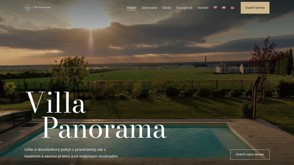 Úvodná stránka webu Villa Panorama